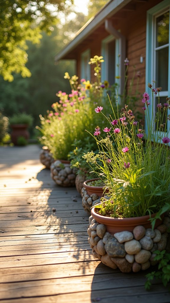 river rocks enhance planters