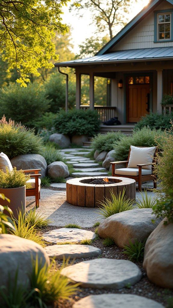 river rocks enhance seating