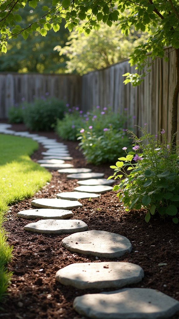 river stone mulch border