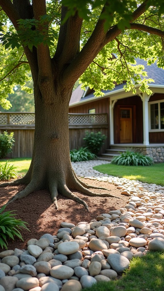 rock mulch enhances landscaping
