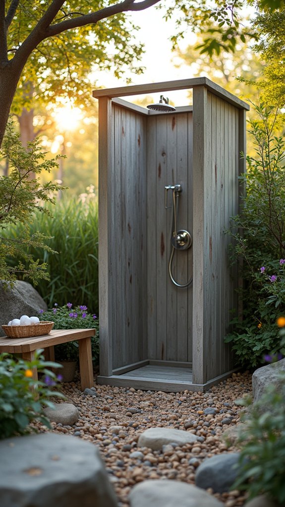 rustic outdoor shower design