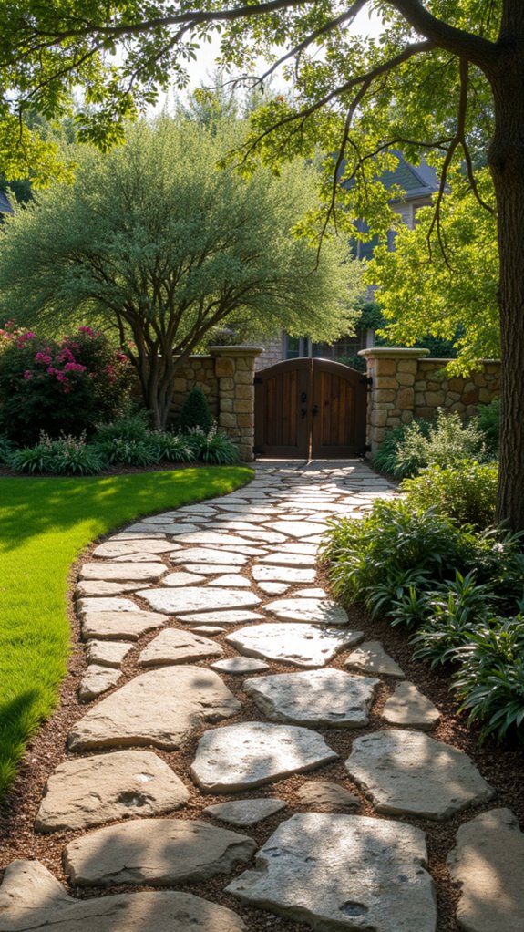rustic river rock driveway