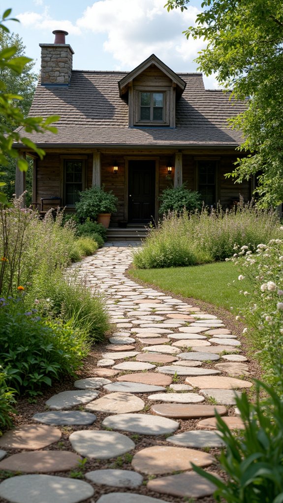 rustic river rock driveways