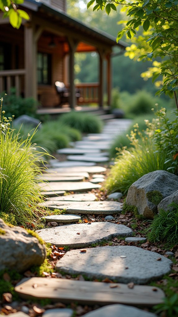 rustic river rock pathway