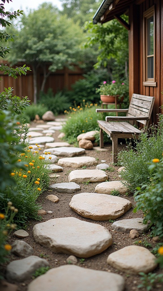 rustic river rock pathways