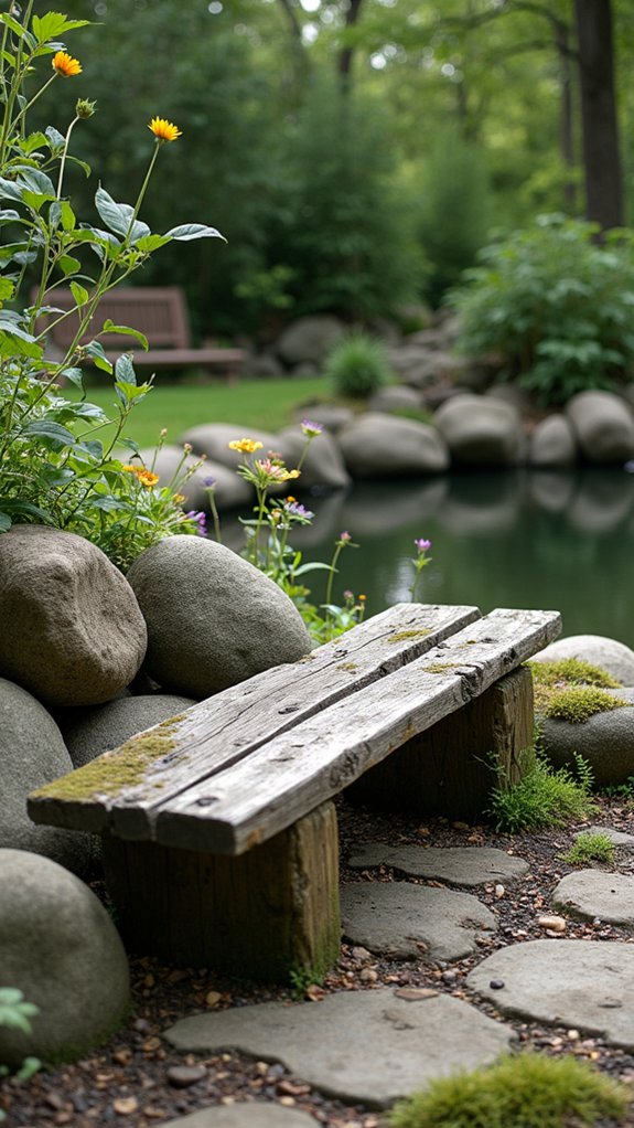 rustic river rock seating