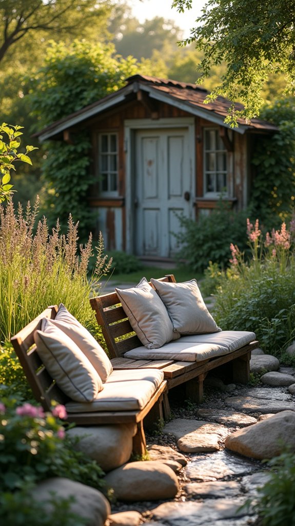 rustic river rock seating