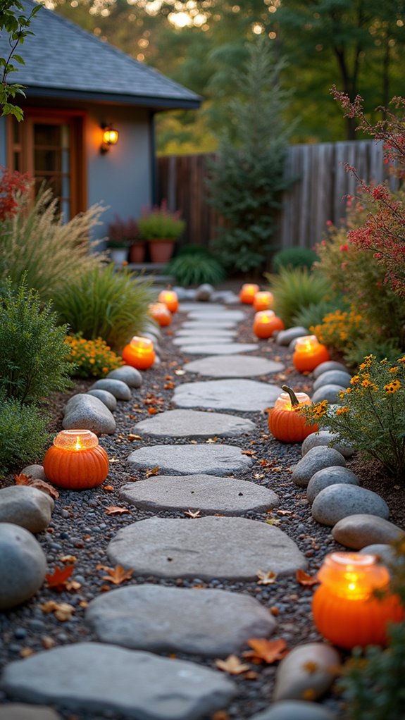 seasonal river rock lighting