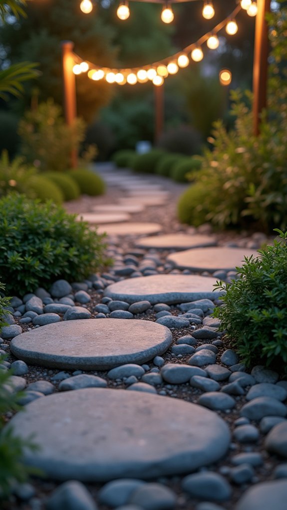 serene illuminated stone pathways
