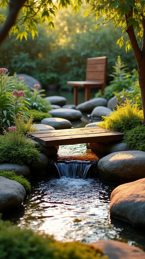 serene meditation rock water