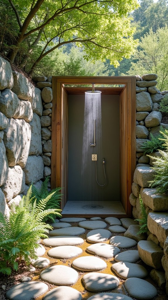 serene outdoor shower design