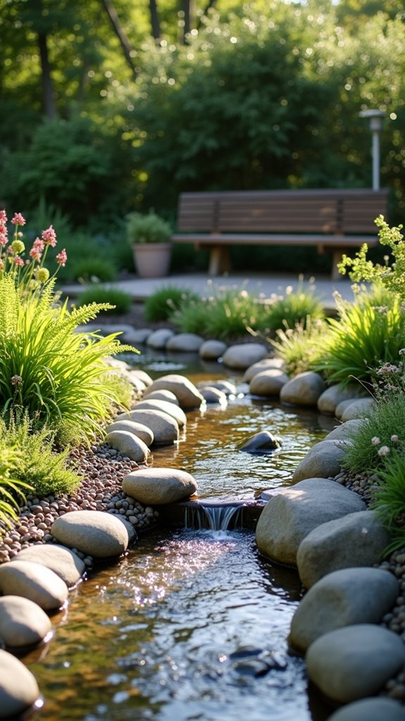 serene pond with river stones