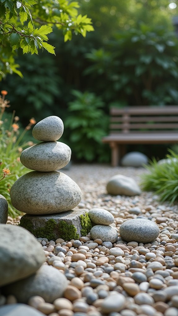 serene rock sculptures garden