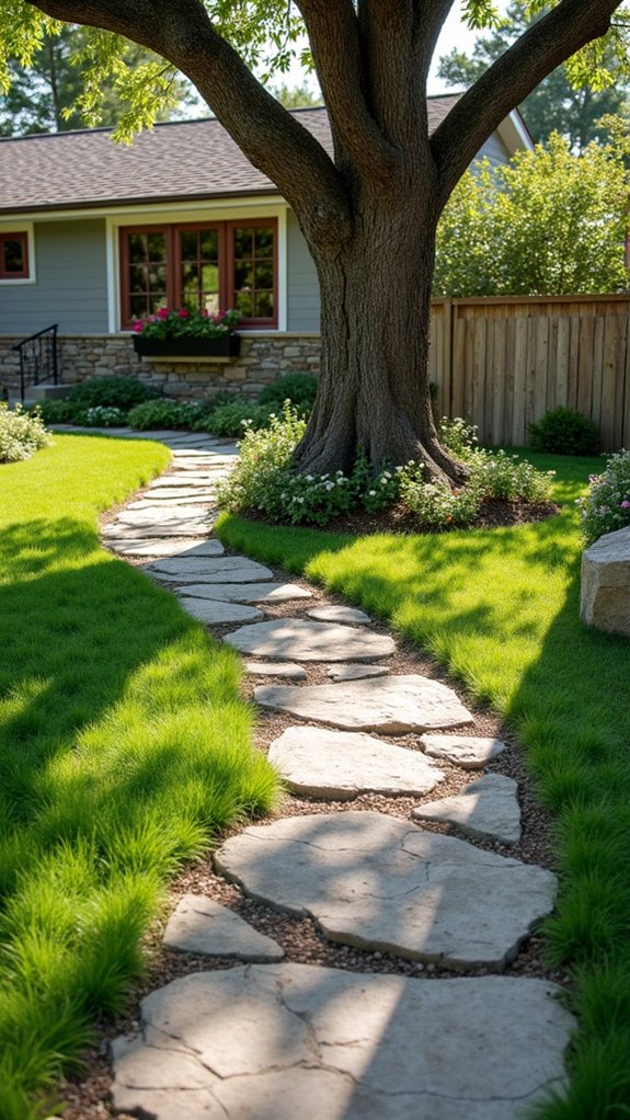 textured river rock pathway