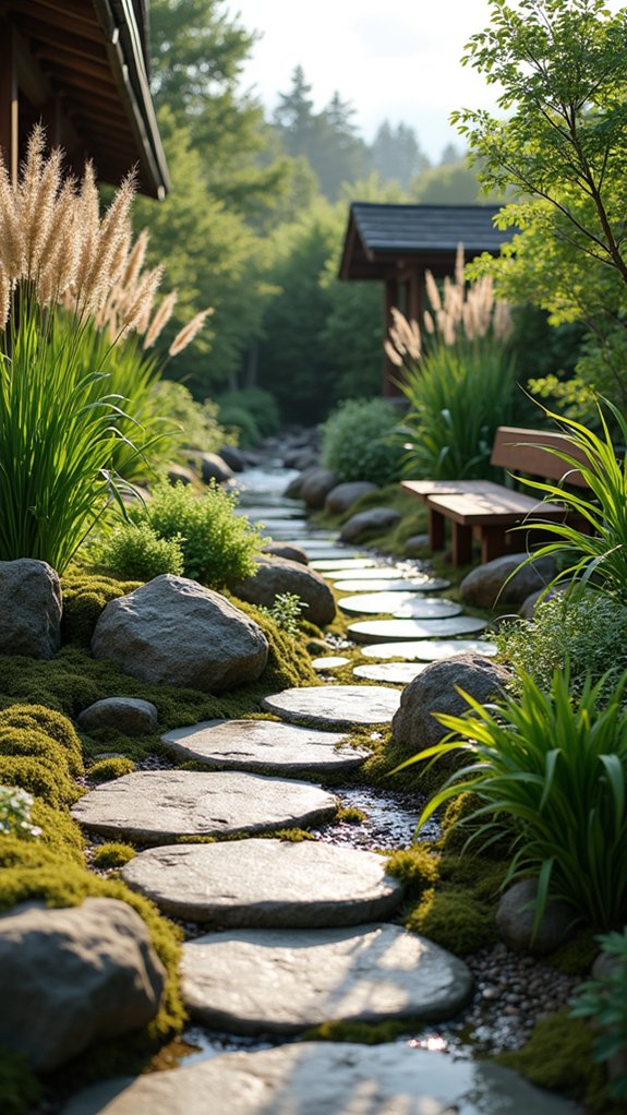 tranquil river rock pathways