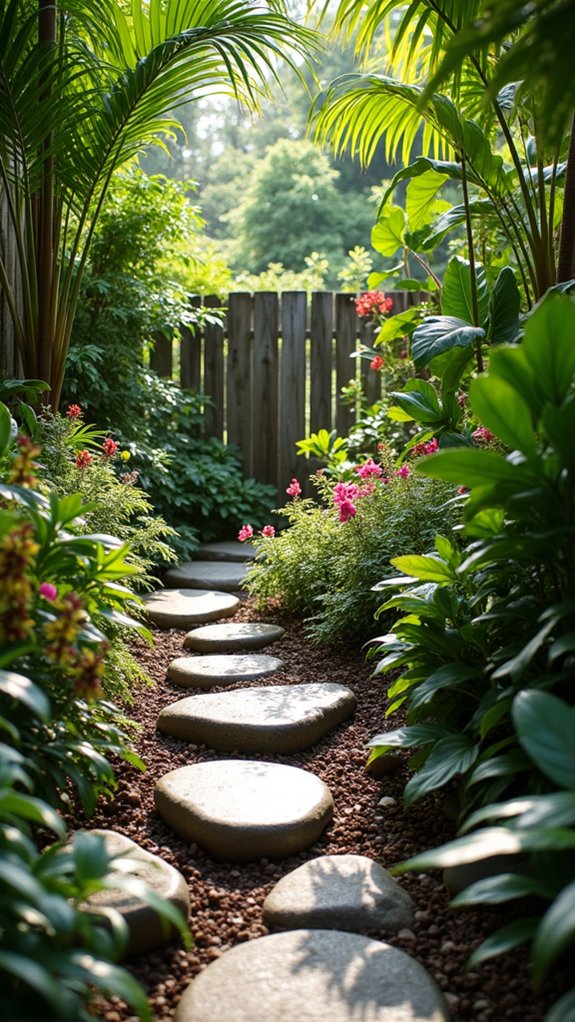tropical oasis with river rock
