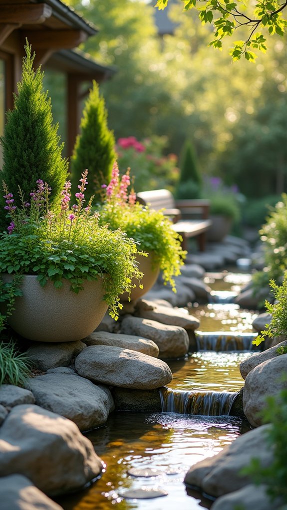 vibrant greens and stone
