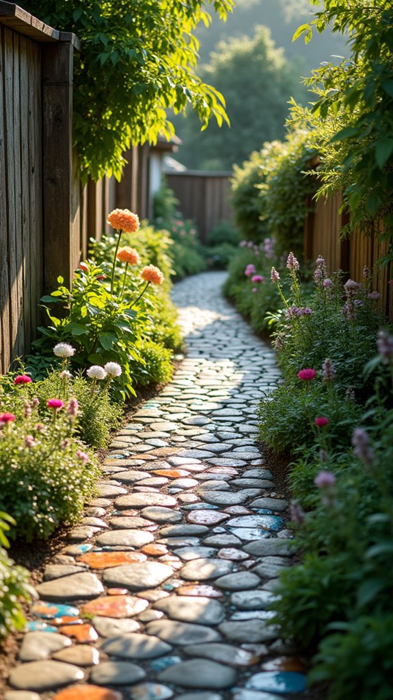 vibrant mosaic rock pathway