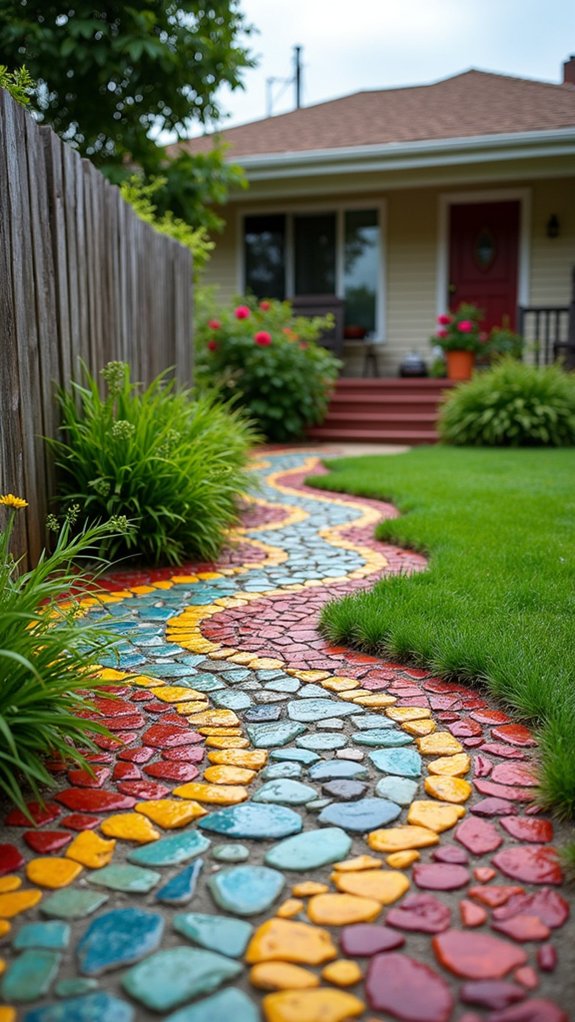 vibrant river rock mosaic