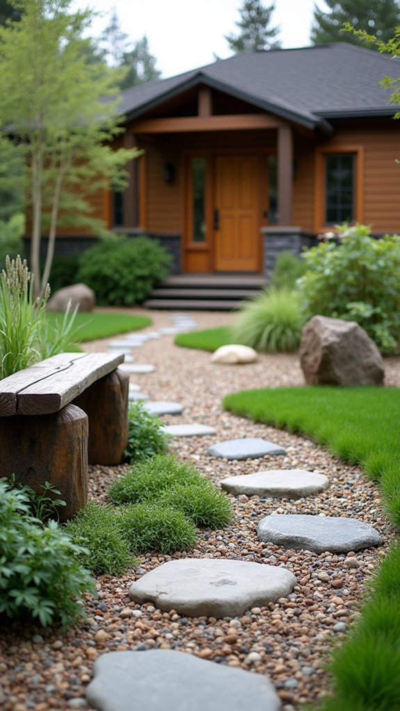 wood and river rock harmony