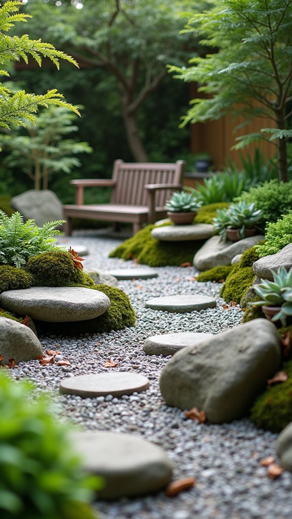 zen garden with river rocks