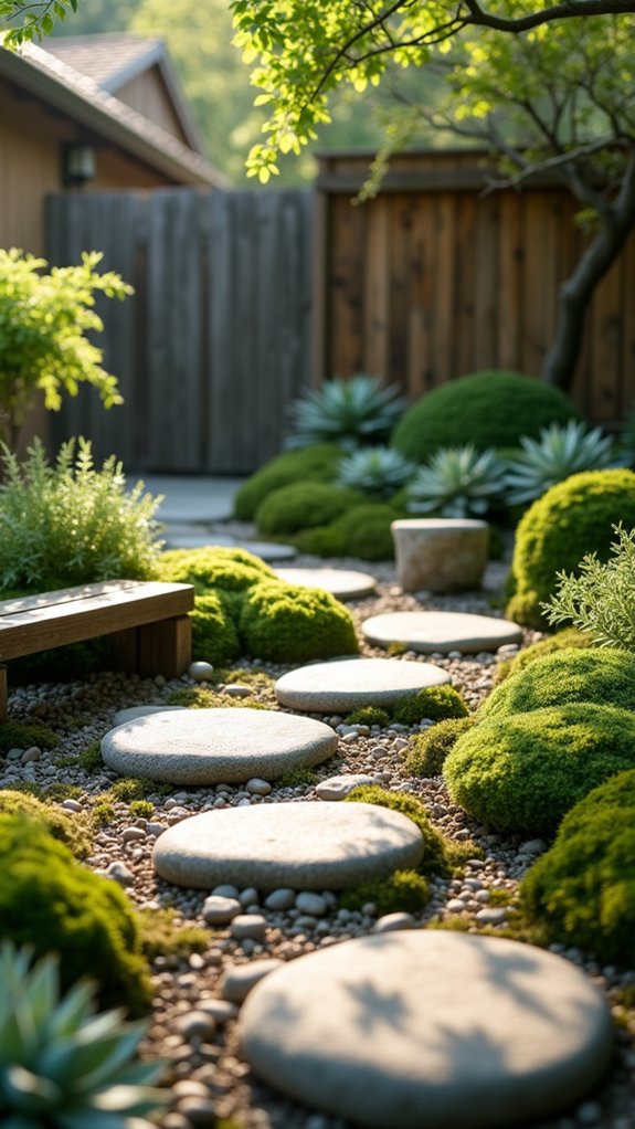 zen garden with river stones
