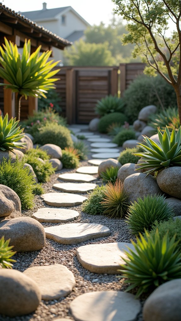 zen garden with succulents