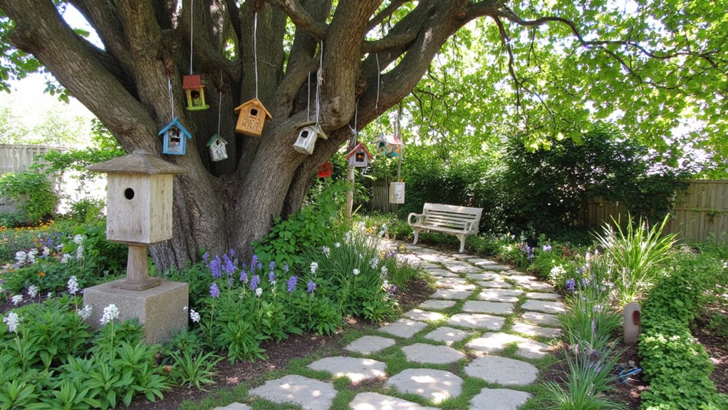 backyard birdhouses and feeders