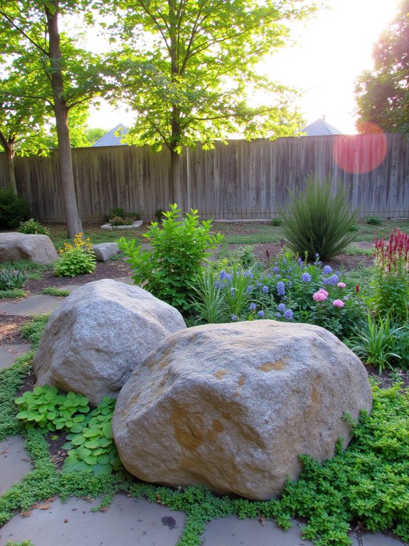 bold boulders enhance garden design