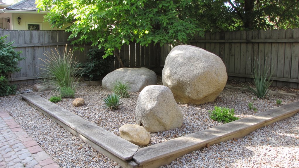 boulders enhance corner landscaping