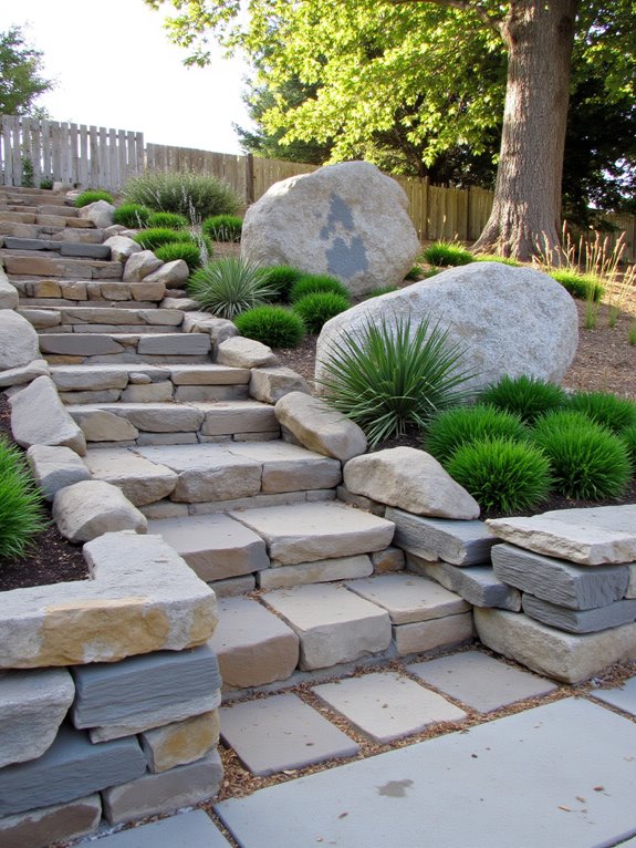 boulders enhance hillside landscaping