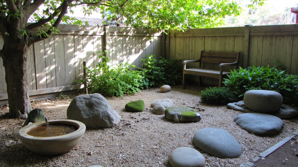 calming gravel and plants