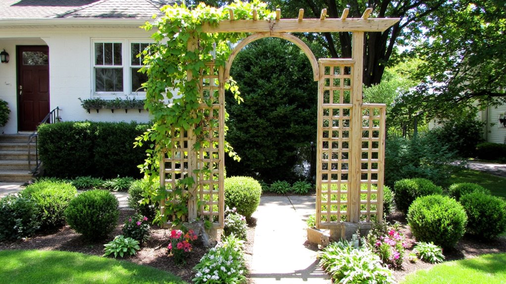 charming wooden trellis installation
