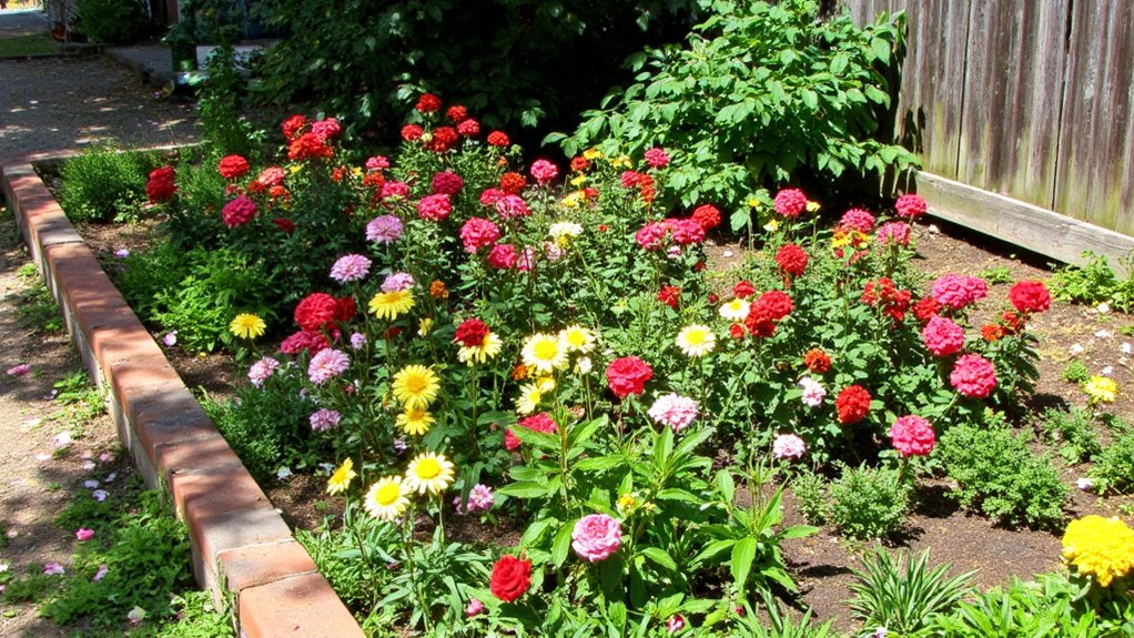 colorful layered flower beds