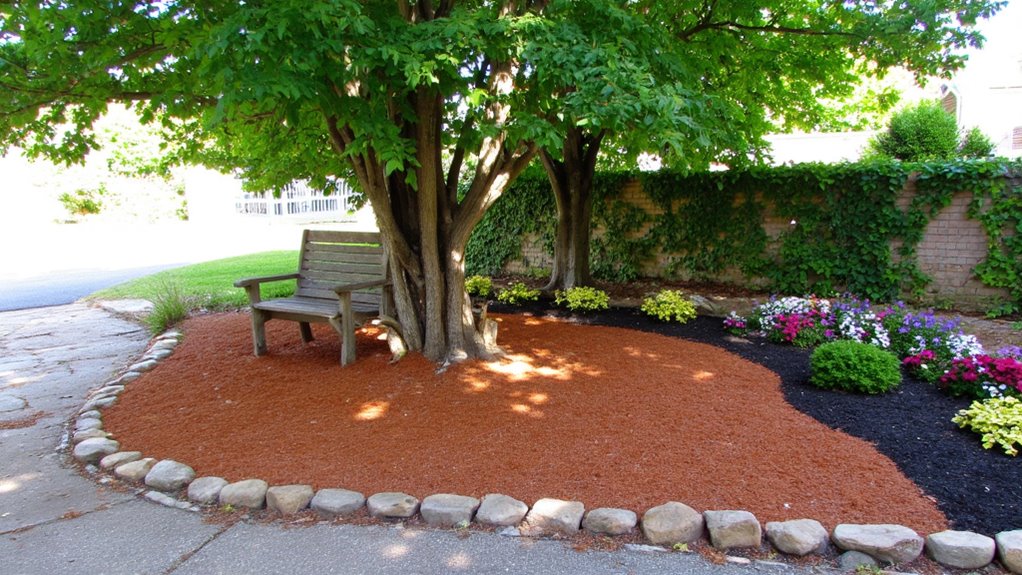 colorful mulch enhances landscaping