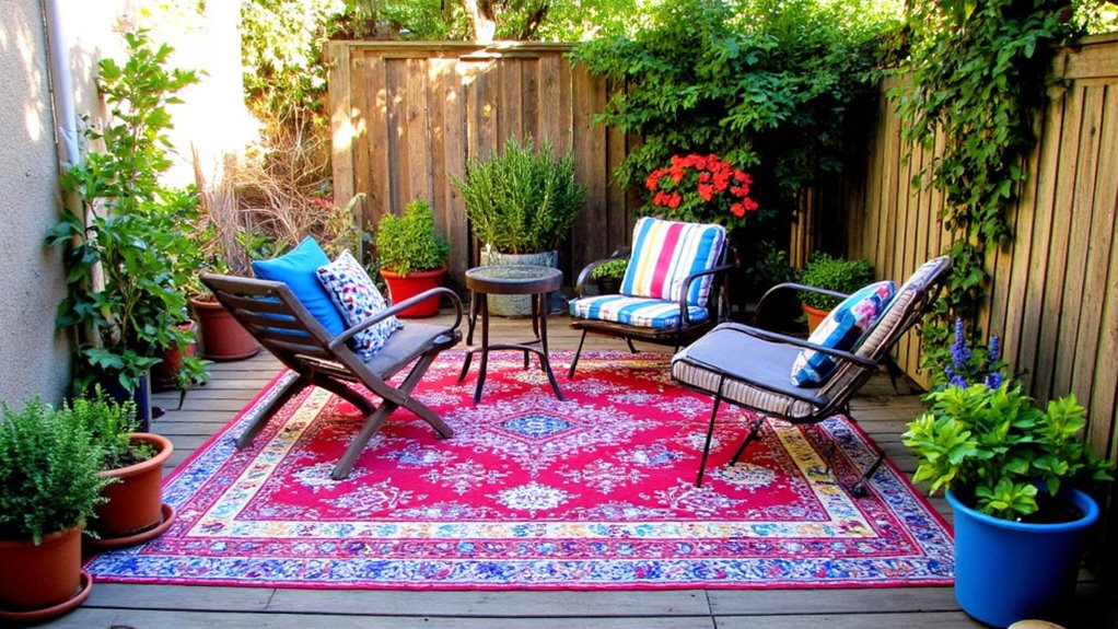 colorful outdoor rugs enhance