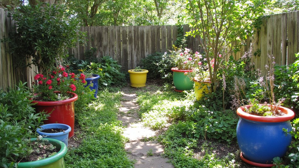 colorful planters brighten gardens