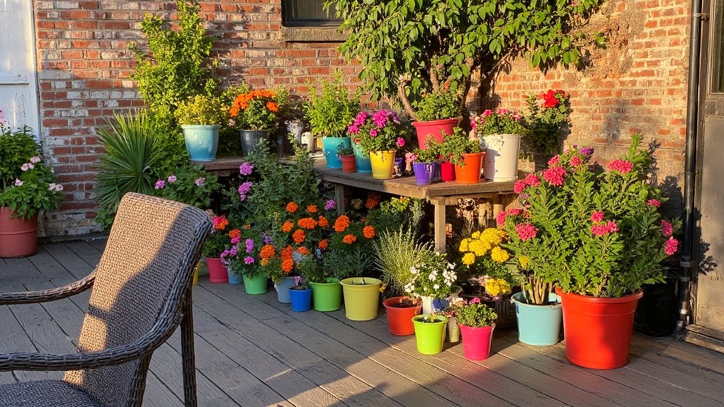 colorful planters enhance ambiance