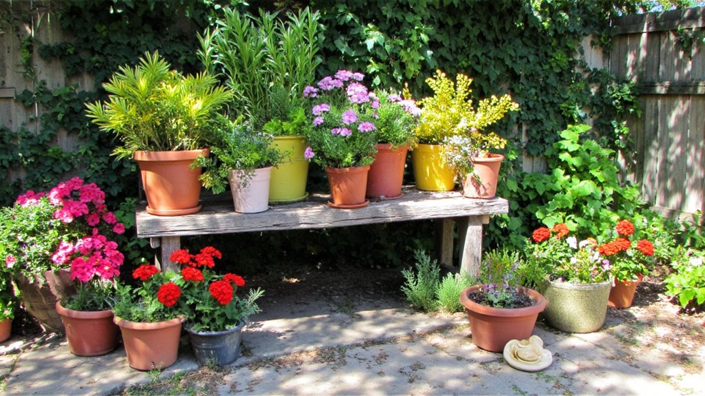 colorful planters enhance gardens