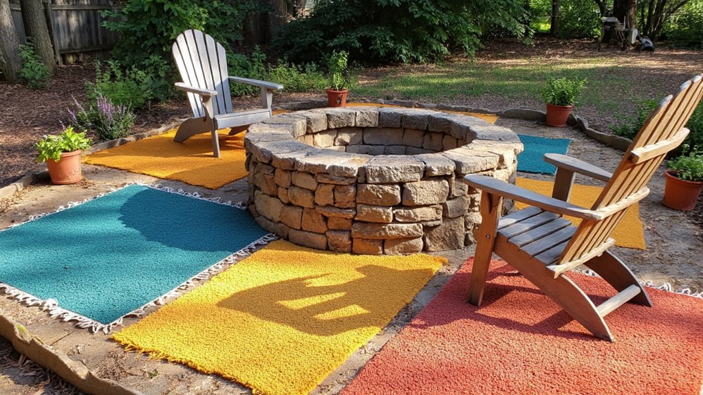 colorful rugs define spaces