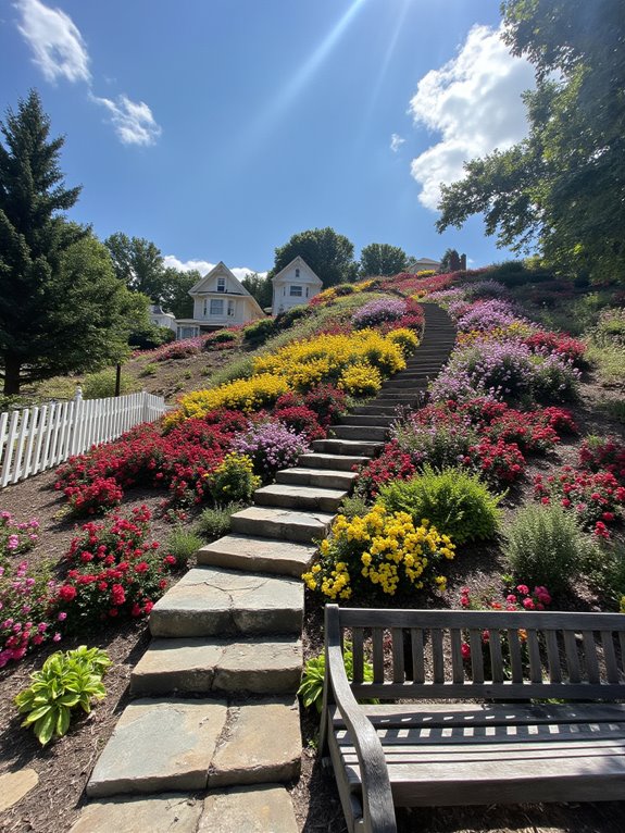 colorful slope flower garden