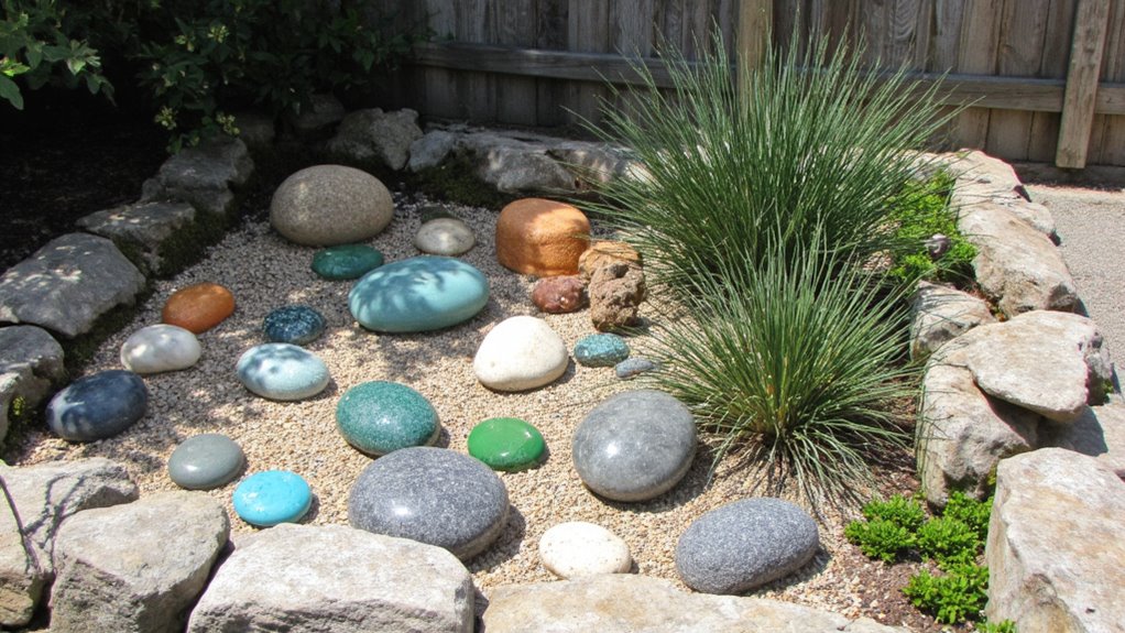 colorful stones enhance gardens