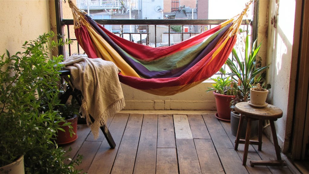 cozy balcony hammock retreat