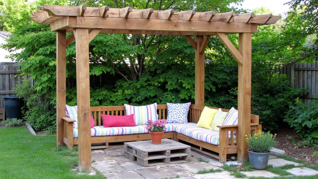 cozy diy pergola seating