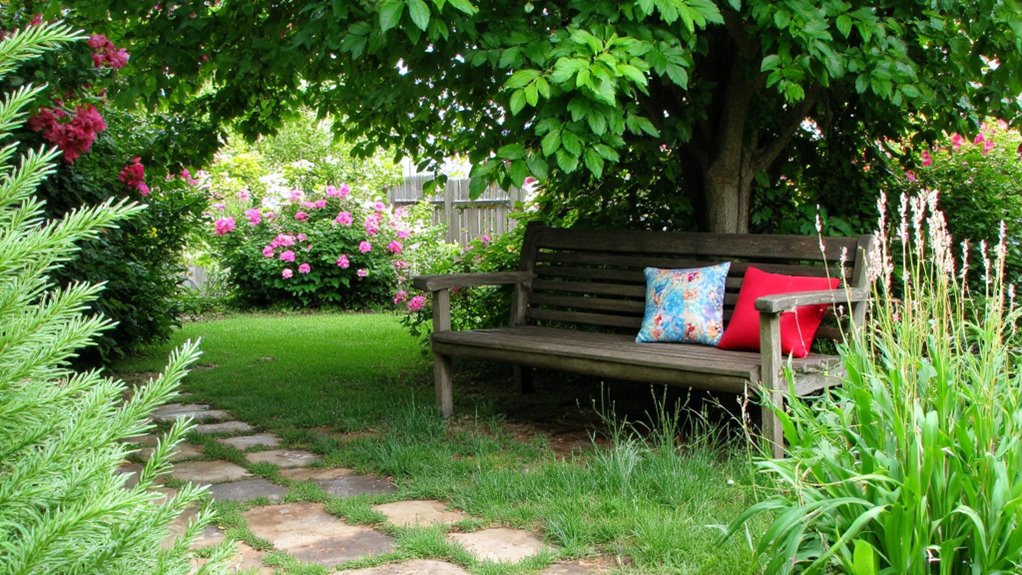 cozy garden bench relaxation