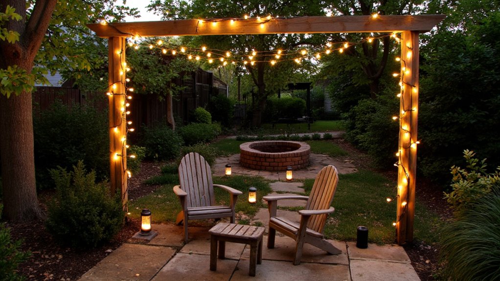 cozy illuminated backyard oasis