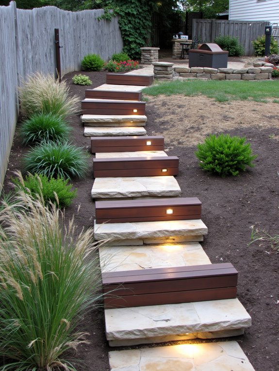 cozy illuminated outdoor steps