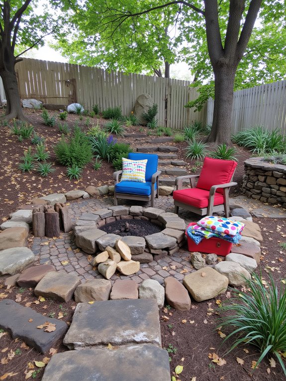 cozy natural stone fire pit
