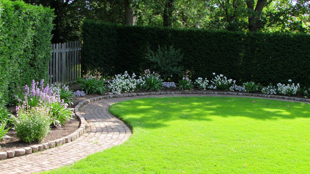 curved flower beds create charm