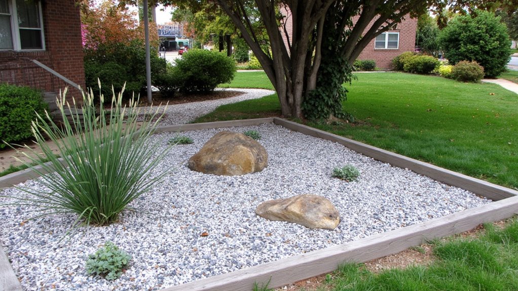 decorative gravel bed installation